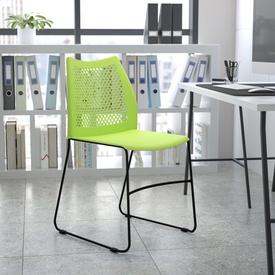 Flash Furniture HERCULES Plastic Stacking Chair, Green/Gray (RUT498AGN)
