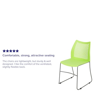 Flash Furniture HERCULES Plastic Stacking Chair, Green/Gray (RUT498AGN)