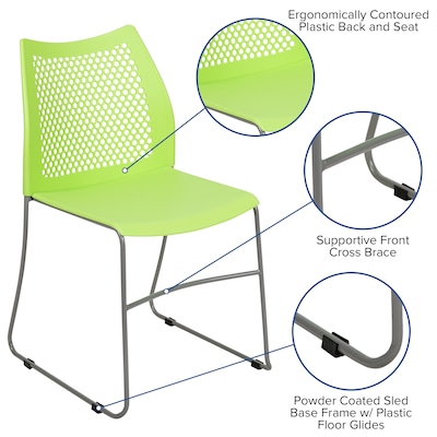 Flash Furniture HERCULES Plastic Stacking Chair, Green/Gray (RUT498AGN)