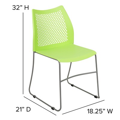 Flash Furniture HERCULES Plastic Stacking Chair, Green/Gray (RUT498AGN)