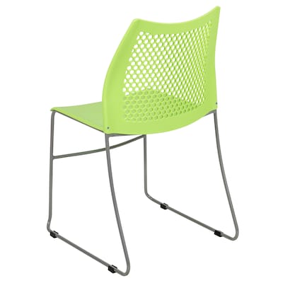 Flash Furniture HERCULES Plastic Stacking Chair, Green/Gray (RUT498AGN)