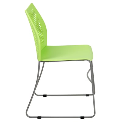 Flash Furniture HERCULES Plastic Stacking Chair, Green/Gray (RUT498AGN)