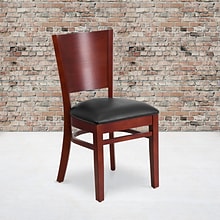 Flash Furniture Lacey Series Traditional Vinyl & Wood Solid Back Restaurant Chair, Mahogany/Black, 2