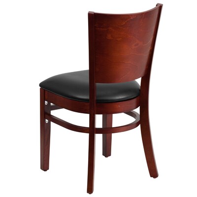 Flash Furniture Lacey Series Traditional Vinyl & Wood Solid Back Restaurant Chair, Mahogany/Black, 2/Pack (2XUDGW094MABKV)