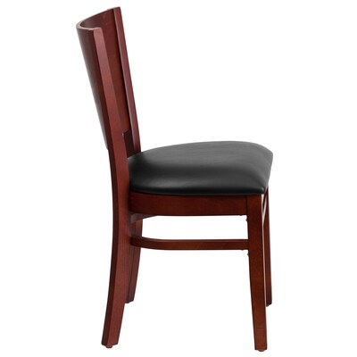 Flash Furniture Lacey Series Traditional Vinyl & Wood Solid Back Restaurant Chair, Mahogany/Black, 2/Pack (2XUDGW094MABKV)
