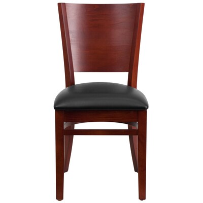 Flash Furniture Lacey Series Traditional Vinyl & Wood Solid Back Restaurant Chair, Mahogany/Black, 2/Pack (2XUDGW094MABKV)