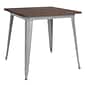 Flash Furniture Metal/Wood Restaurant Dining Table, 30.5"H, Silver (CH5104029M1SIL)