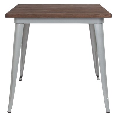 Flash Furniture Metal/Wood Restaurant Dining Table, 30.5"H, Silver (CH5104029M1SIL)