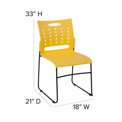 Flash Furniture HERCULES Series Plastic Sled Base Stack Chair with Air-Vent Back, Yellow (RUT2YL)