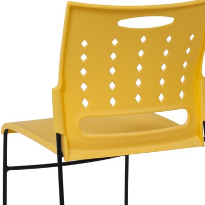 Flash Furniture HERCULES Series Plastic Sled Base Stack Chair with Air-Vent Back, Yellow (RUT2YL)