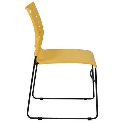 Flash Furniture HERCULES Series Plastic Sled Base Stack Chair with Air-Vent Back, Yellow (RUT2YL)