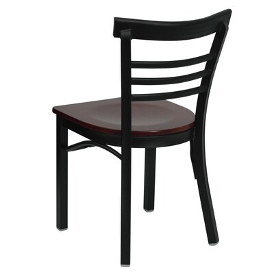 Flash Furniture HERCULES Series Traditional Metal/Wood Restaurant Dining Chair, Black/Mahogany Wood, 2/Pack (2XU6Q6B1LADMAW)