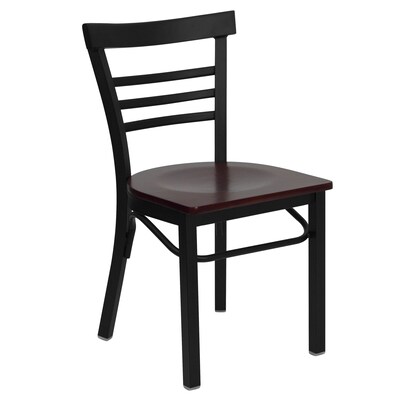 Flash Furniture HERCULES Series Traditional Metal/Wood Restaurant Dining Chair, Black/Mahogany Wood, 2/Pack (2XU6Q6B1LADMAW)