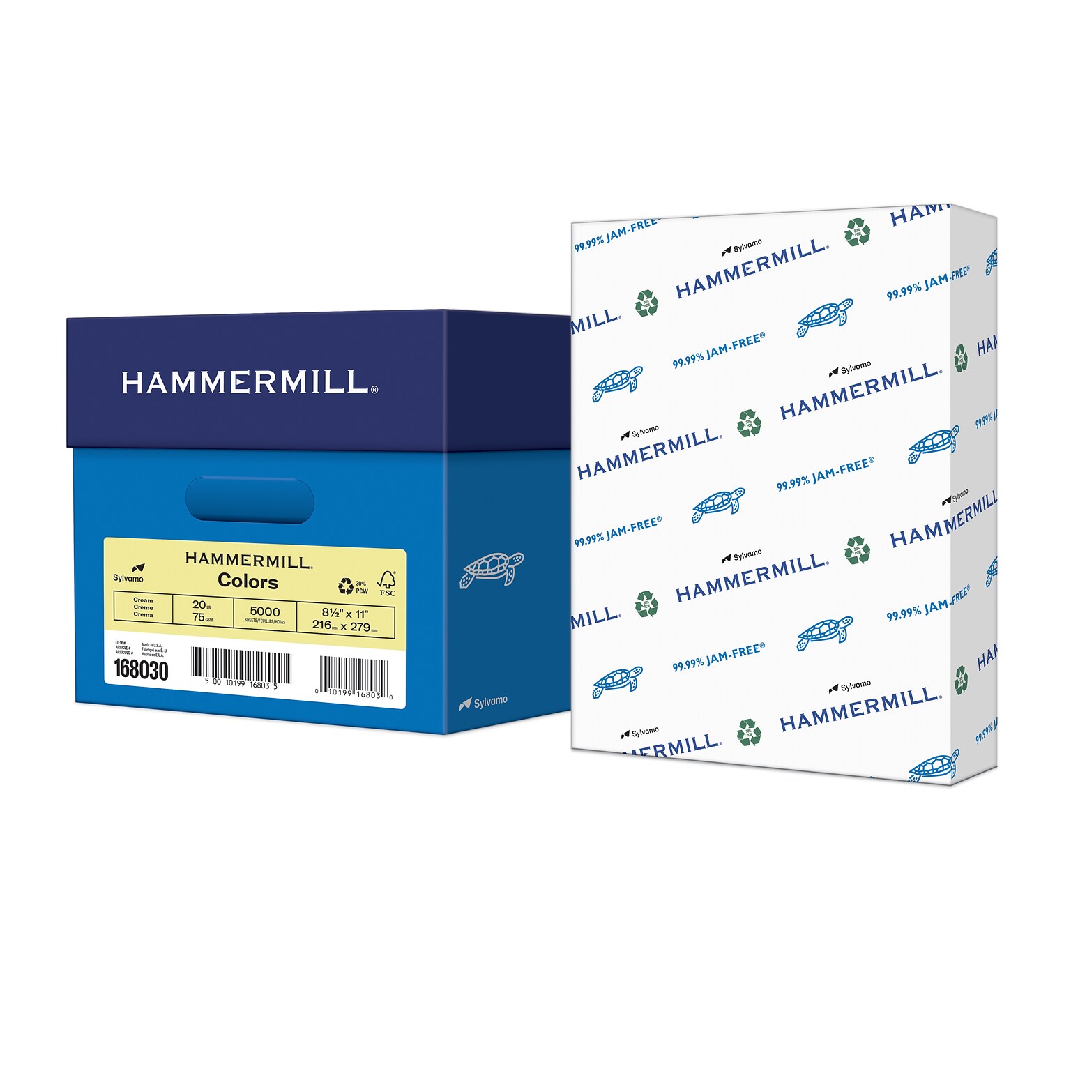 Hammermill Colors 8.5 x 11 Multipurpose Paper, 20 lbs., Cream, 5000 Sheets/Carton (168030case)