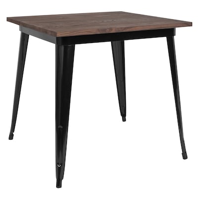 Flash Furniture Metal/Wood Restaurant Dining Table, 30.5H, Black (CH5104029M1BK)