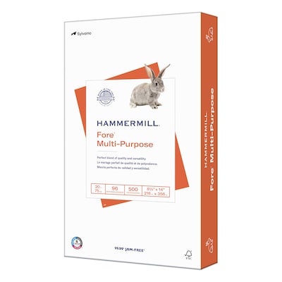 Hammermill Fore 8.5 x 14 Multipurpose Paper, 20 lbs., 96 Brightness, 500 Sheets/Ream (103291)