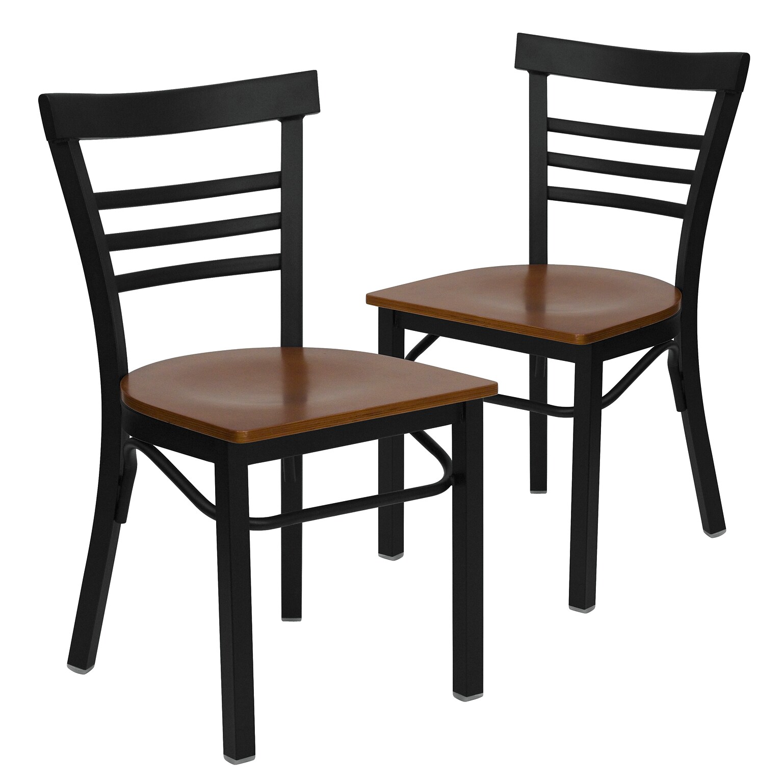 Flash Furniture HERCULES Series Traditional Metal/Wood Restaurant Dining Chair, Black/Cherry Wood, 2/Pack (2XU6Q6B1LADCHW)