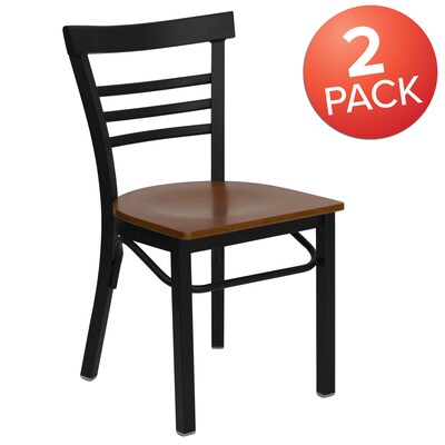 Flash Furniture HERCULES Series Traditional Metal/Wood Restaurant Dining Chair, Black/Cherry Wood, 2/Pack (2XU6Q6B1LADCHW)