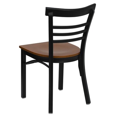 Flash Furniture HERCULES Series Traditional Metal/Wood Restaurant Dining Chair, Black/Cherry Wood, 2/Pack (2XU6Q6B1LADCHW)