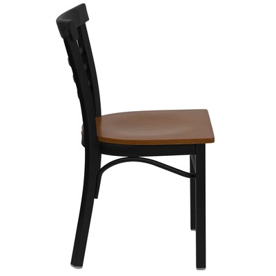 Flash Furniture HERCULES Series Traditional Metal/Wood Restaurant Dining Chair, Black/Cherry Wood, 2/Pack (2XU6Q6B1LADCHW)