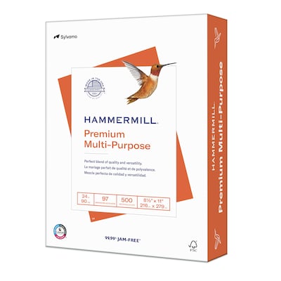 Hammermill Premium 8.5 x 11 Multipurpose Paper, 24 lbs., 97 Brightness, 500 Sheets/Ream (105810)