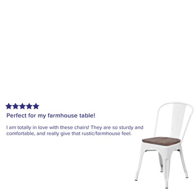 Flash Furniture Luke Contemporary Metal/Wood Stackable Dining Chair, White, 4/Pack (4CH31230WHW)
