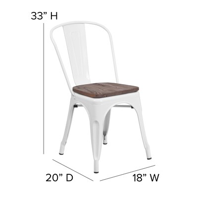 Flash Furniture Luke Contemporary Metal/Wood Stackable Dining Chair, White, 4/Pack (4CH31230WHW)