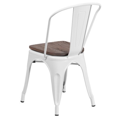 Flash Furniture Luke Contemporary Metal/Wood Stackable Dining Chair, White, 4/Pack (4CH31230WHW)