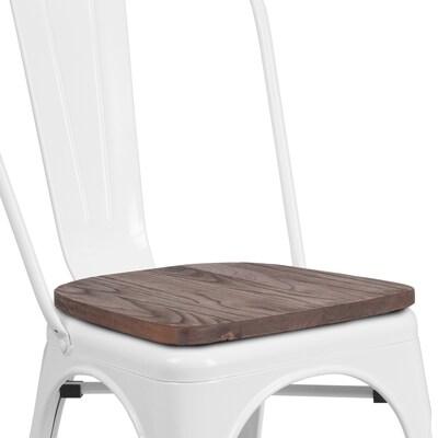 Flash Furniture Luke Contemporary Metal/Wood Stackable Dining Chair, White, 4/Pack (4CH31230WHW)