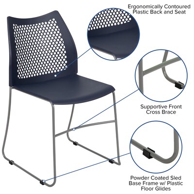 Flash Furniture HERCULES Plastic Stacking Chair, Navy/Gray (RUT498ANY)