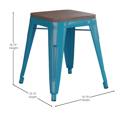 Flash Furniture Kai Industrial Metal Stackable Table Height Stool without Back, Teal, 4-Pieces/Pack (ETBT350318TLWD)