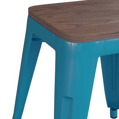 Flash Furniture Kai Industrial Metal Stackable Table Height Stool without Back, Teal, 4-Pieces/Pack (ETBT350318TLWD)