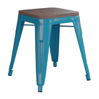 Flash Furniture Kai Industrial Metal Stackable Table Height Stool without Back, Teal, 4-Pieces/Pack (ETBT350318TLWD)