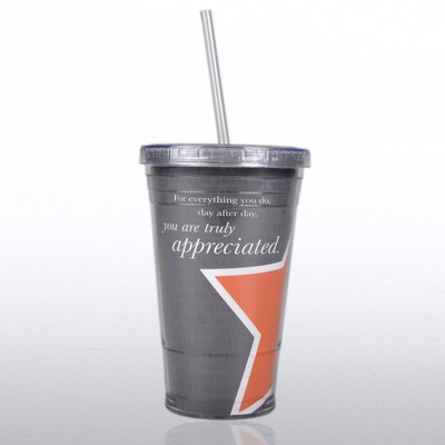 Baudville® Twist Top Tumbler W/ Straw, You Are Truly Appreciated