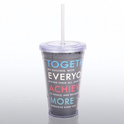 Baudville® Twist Top Tumbler W/ Straw, T.E.A.M