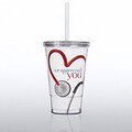 Baudville® Twist Top Tumbler W/ Straw, Stethoscope We Appreciate You