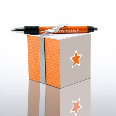 Baudville® Sticky Note Cube W/ Pen Set, You Are Truly Appreciated
