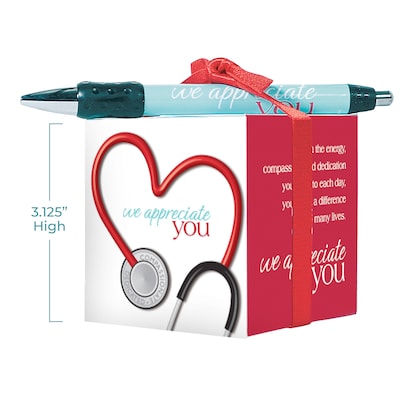 Baudville® Sticky Note Cube W/ Pen Set, Stethoscope We Appreciate You
