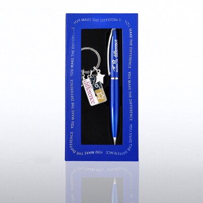 Baudville You Make the Difference Pen and Key Chain Gift Set, Blue (139017231)