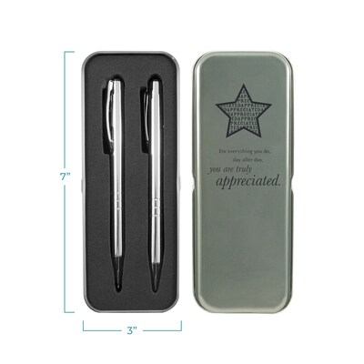 Baudville "You are Truly Appreciated" Silver Pen and Pencil Gift Set (1390269APP31)