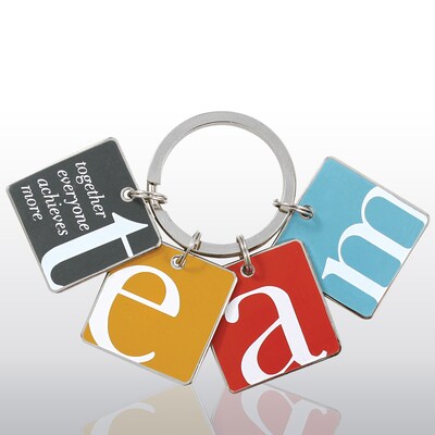 Baudville® Colorful Simply Charming Key Chain, TEAM