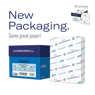 Hammermill Colors Multipurpose Paper, 20 lbs., 8.5 x 11, Green, 5000 Sheets/Carton (103366CT)