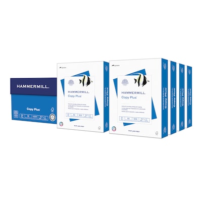 Hammermill Copy Plus 8.5 x 11 Copy Paper, 20 lbs., 92 Brightness, 4000 Sheets/Carton (105190)