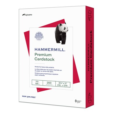 Hammermill Premium 110 lb. Cardstock Paper, 8.5 x 11, Red, 200 Sheets/Ream (168300R)