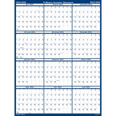 2023-2024 House of Doolittle 37 x 24 Academic Yearly Wet-Erase Wall Calendar, Reversible, Blue (39