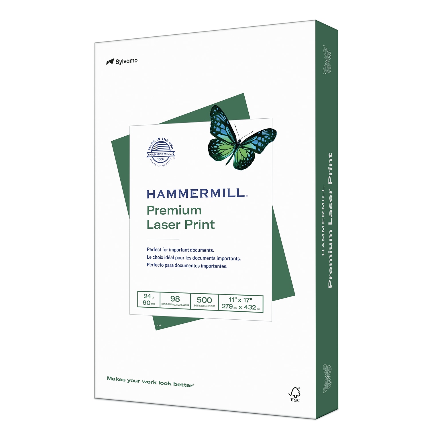 Hammermill Premium Laser Print 11 x 17 Multipurpose Paper, 24 lbs., 98 Brightness, 500/Ream (104620)