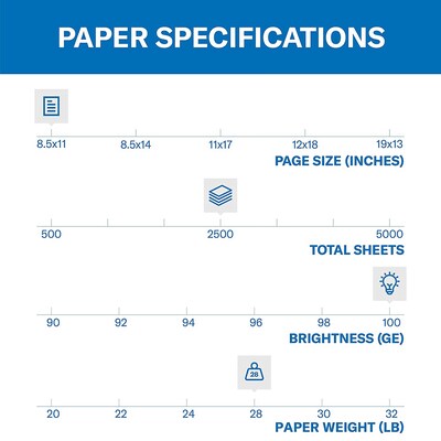 Hammermill 8.5" x 11" Premium Color Copy Paper, 28 lbs., 100 Brightness, 2500 Sheet/Carton (102450)