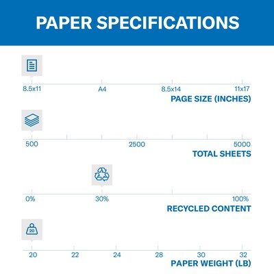 Hammermill Colors 3-Hole Punched Multipurpose Paper, 20 lbs., 8.5" x 11", Blue, 500 Sheets/Ream (102905)