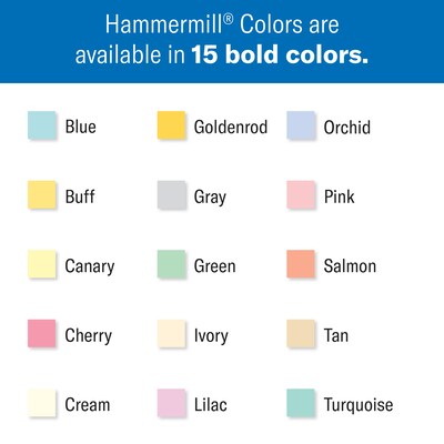 Hammermill Colors 3-Hole Punched Multipurpose Paper, 20 lbs., 8.5" x 11", Blue, 500 Sheets/Ream (102905)