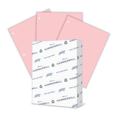 Hammermill Colors 3-Hole Punched Multipurpose Paper , 20 lbs., 8.5 x 11, Pink, 500 Sheets/Ream (102962)